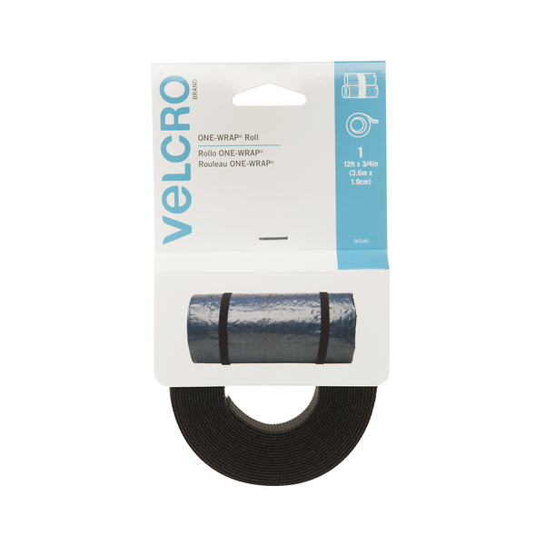 Velcro One-Wrap Roll, 3/4 inch x 3.66 m, Black 90340