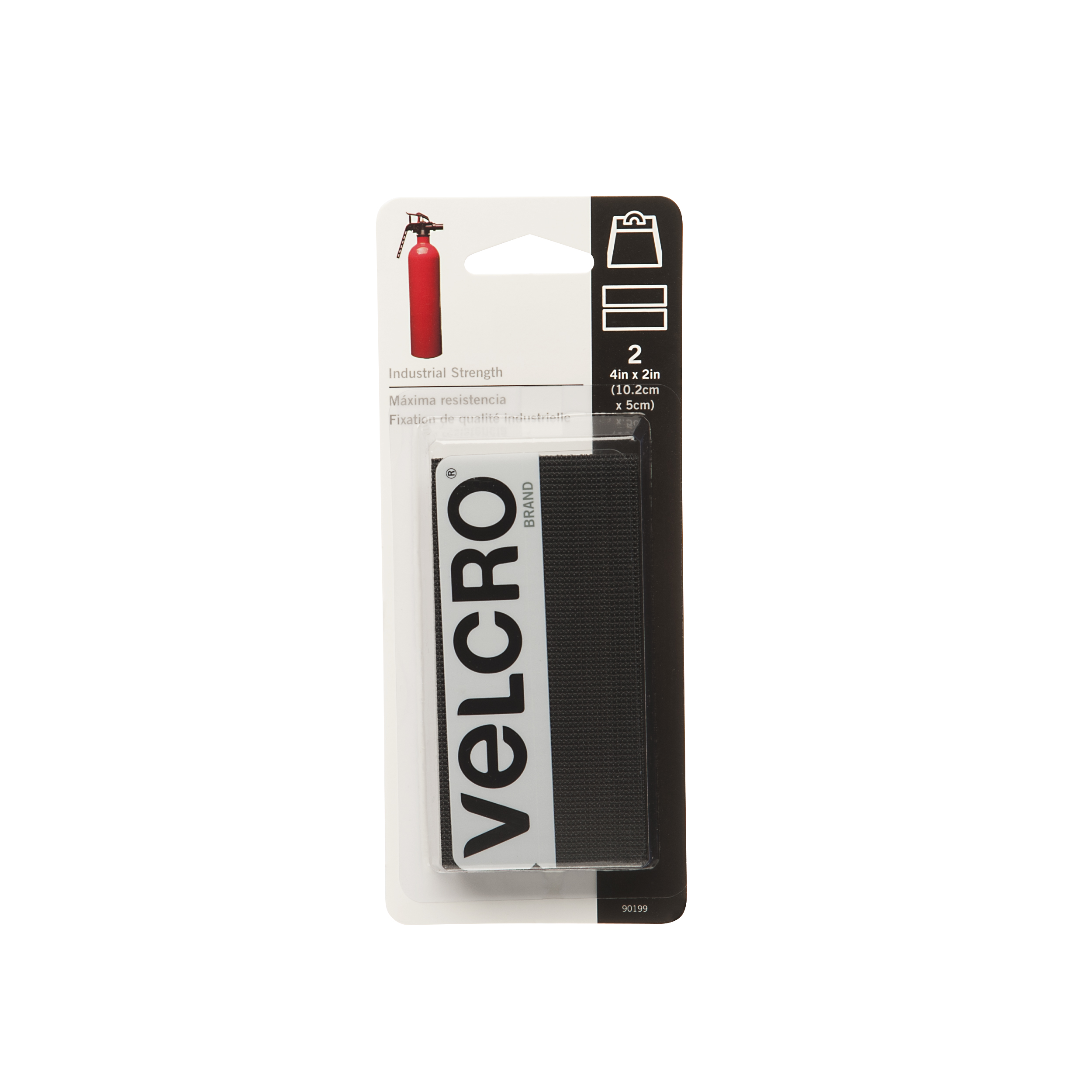 Velcro Self Adhesive Strip, 4 inch x 2 inch, Pack of 2, Black 90200
