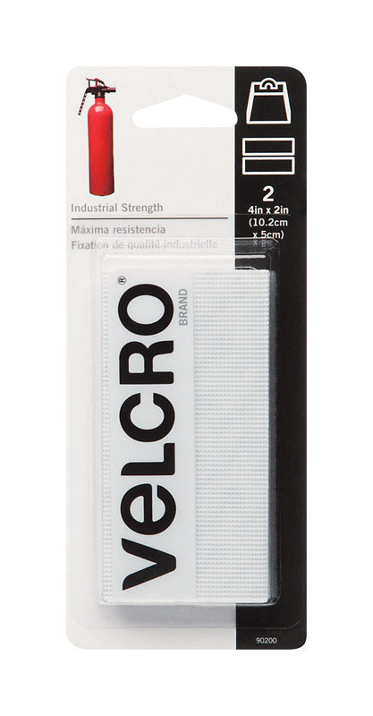 Velcro Strips 4 in. L x 2 in. W White 2 pk 90200
