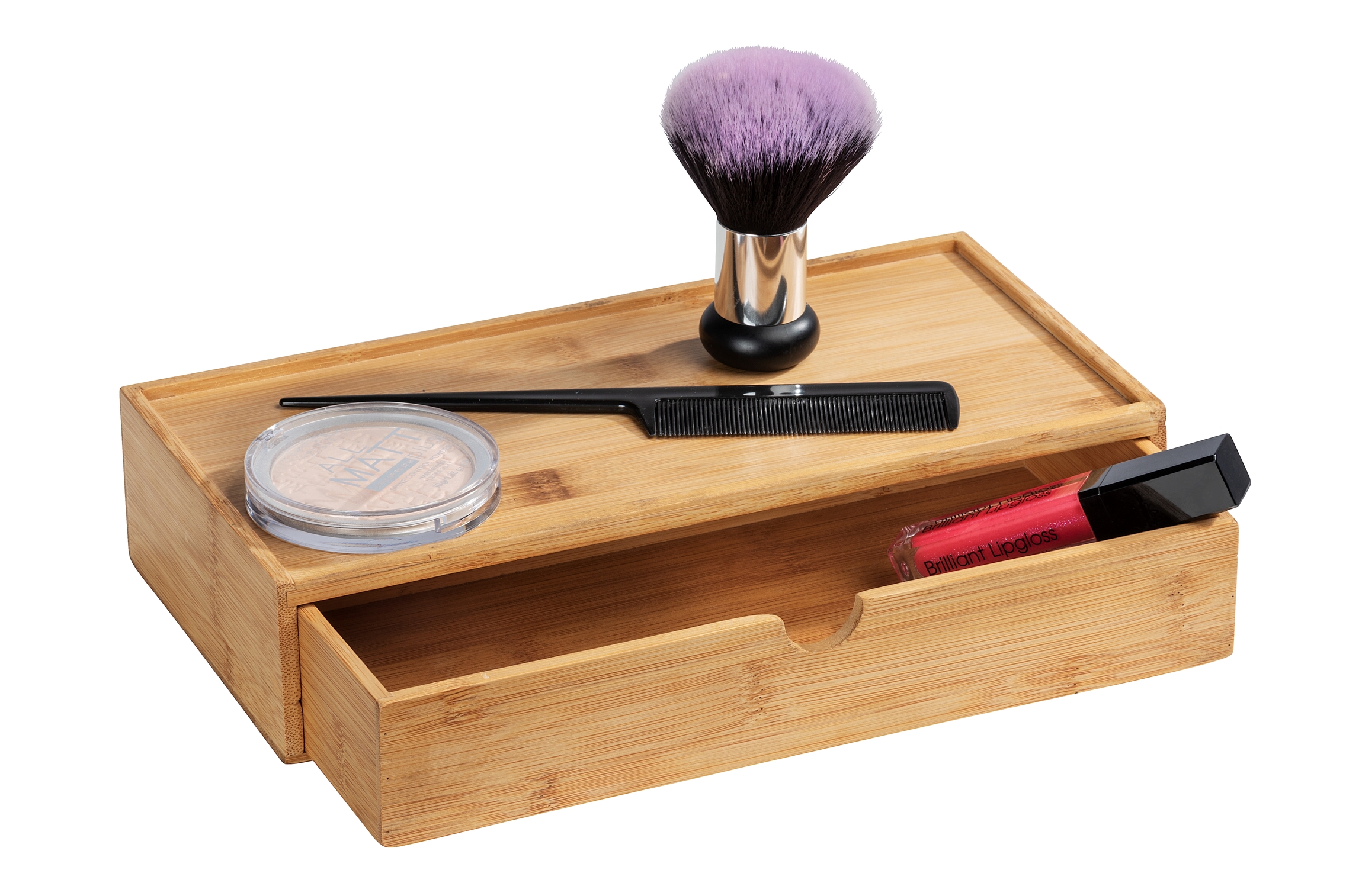 Wenko Terra Bathroom Organizer with Drawer, 14 x 28 x 6 cm H, Bamboo, Natural Color 23900000