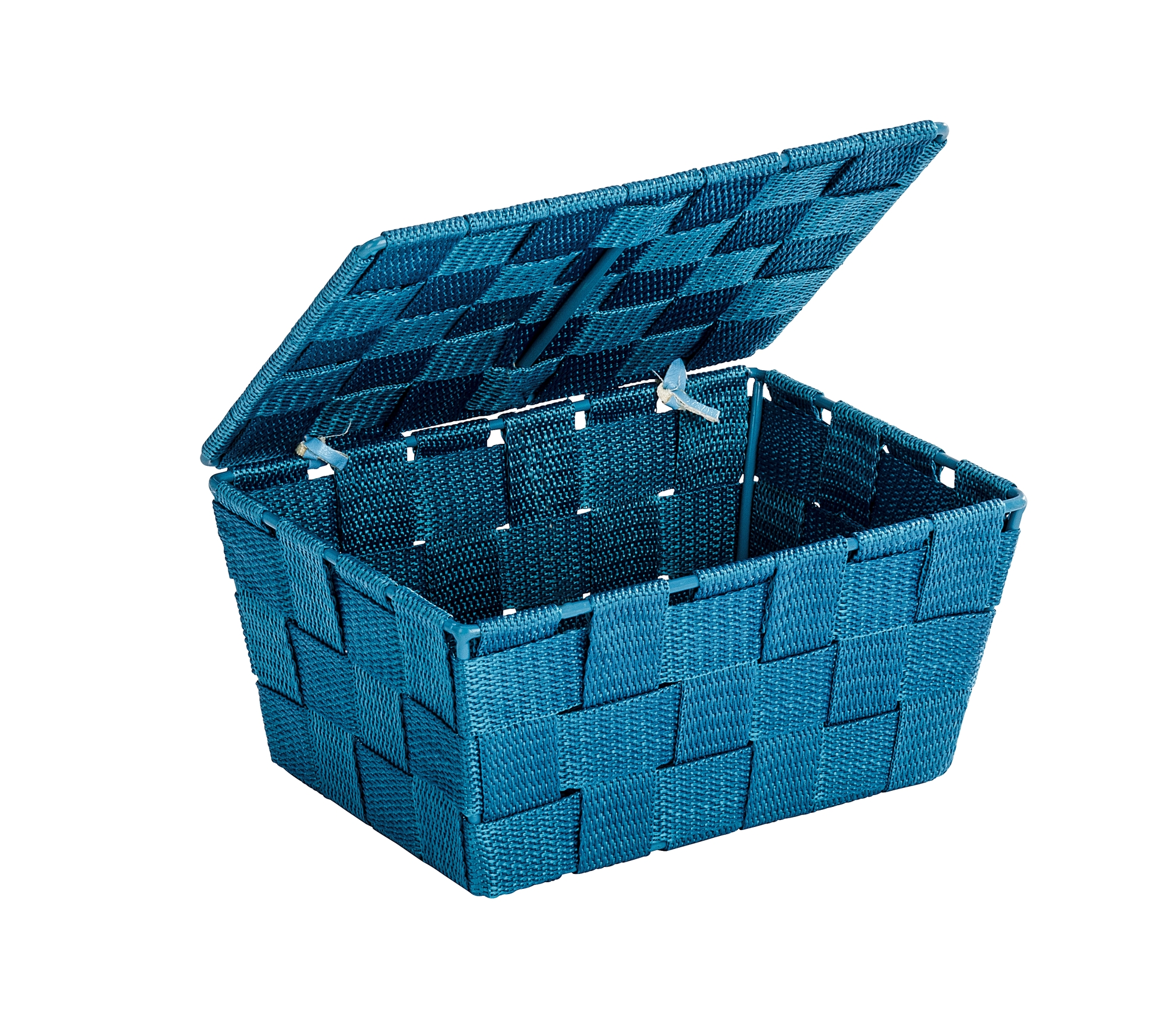 Wenko Adria Bathroom Basket with Lid, 14 x 19 x 10 cm H, Polypropylene, Petrol Color 22200000