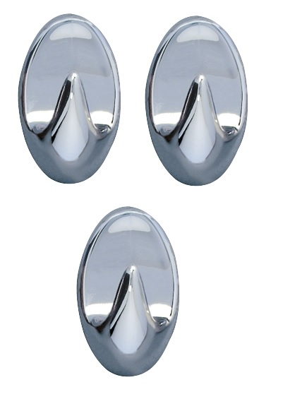 Wenko Dwarf Hooks, Pack of 3, Plastic, Chrome Finish 4404030100