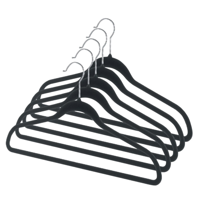 Whitmor Flocked Hangers, Pack of 5, Black 6478-1621-5-BLK