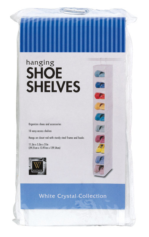 Whitmor Hanging Shoe Shelves, 130 x 130 cm, 10 Pockets, Vinyl 6044-112