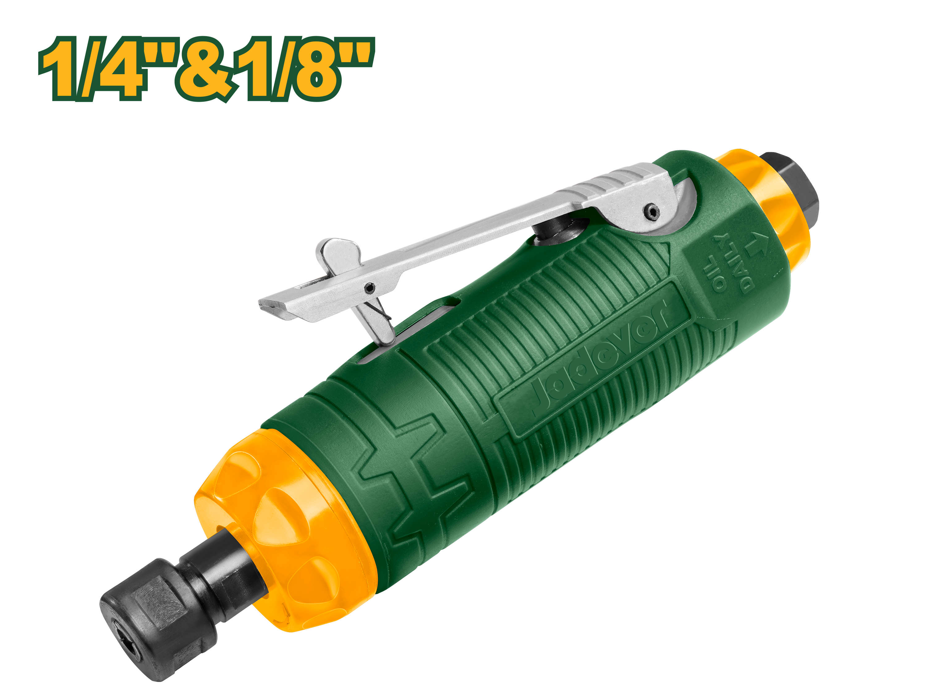 Jadever Pneumatic air die grinder with 6mm and 3mm collet, 22000 RPM free speed, 1/4" air inlet, 90 PSI operating pressure JDAT5514