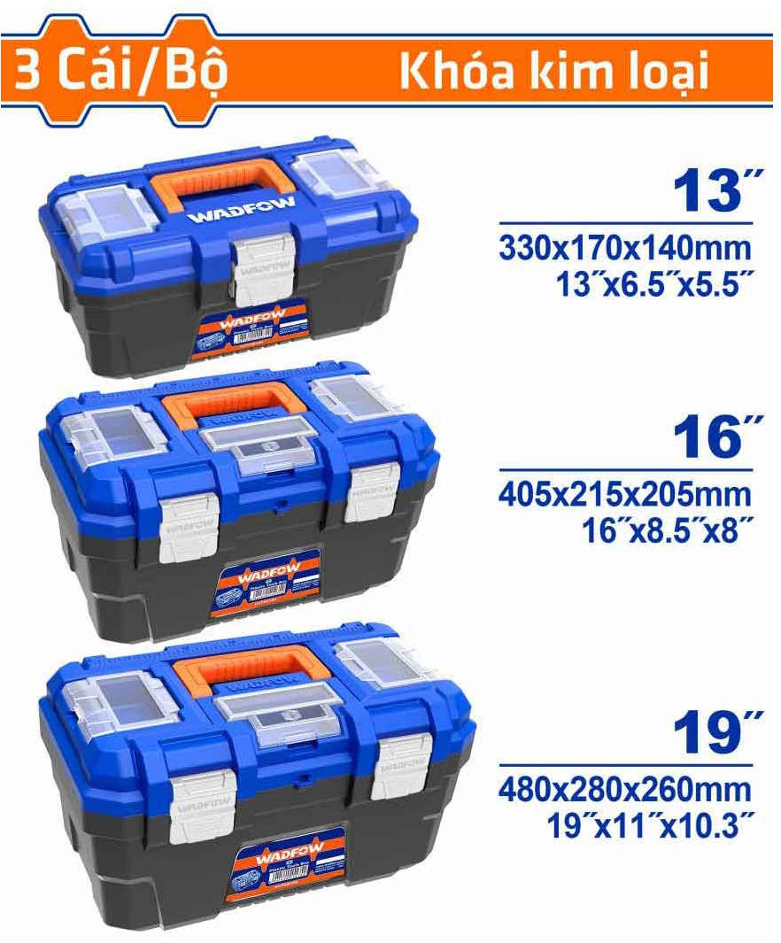 WADFOW Set Tool Box 3Pcs 13 - 16 - 19 inch WTB4103