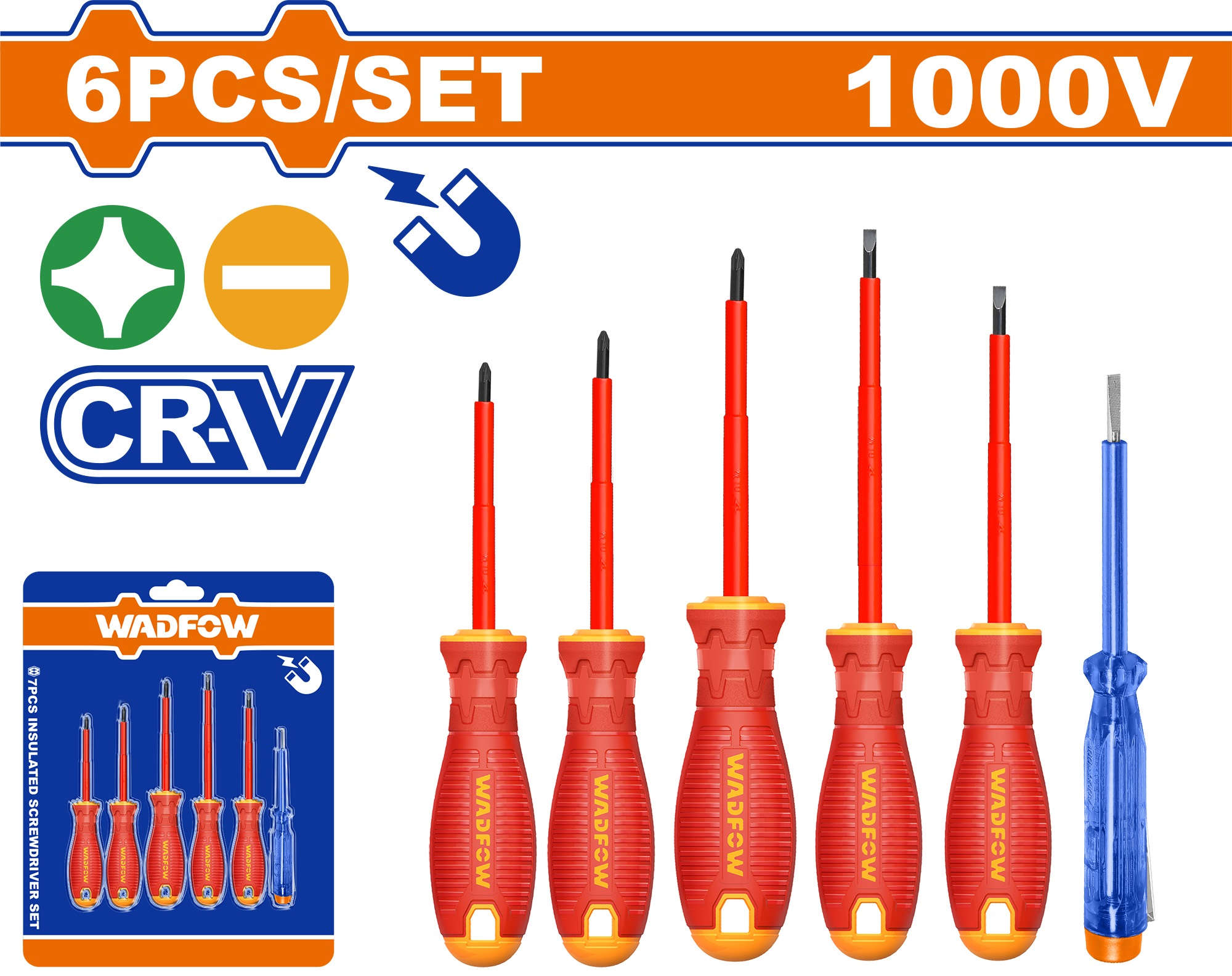 WADFOW Insulated electric screwdriver set 6 pieces WSS7406