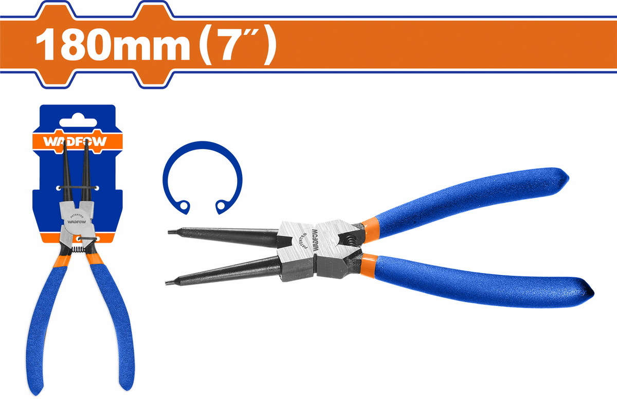 WADFOW 7" / 180mm Straight Head Internal Circlip Pliers with 1.8mm Head Diameter WPL9C73
