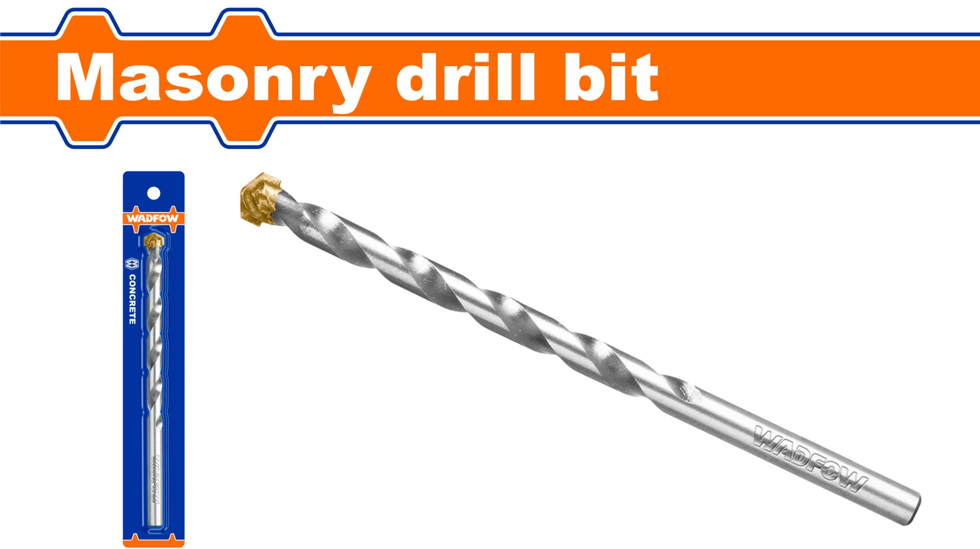 WADFOW Masonry drill bit with 10mm head diameter and 120mm length, high-quality TCT tip, cylindrical shank WMJ1K10
