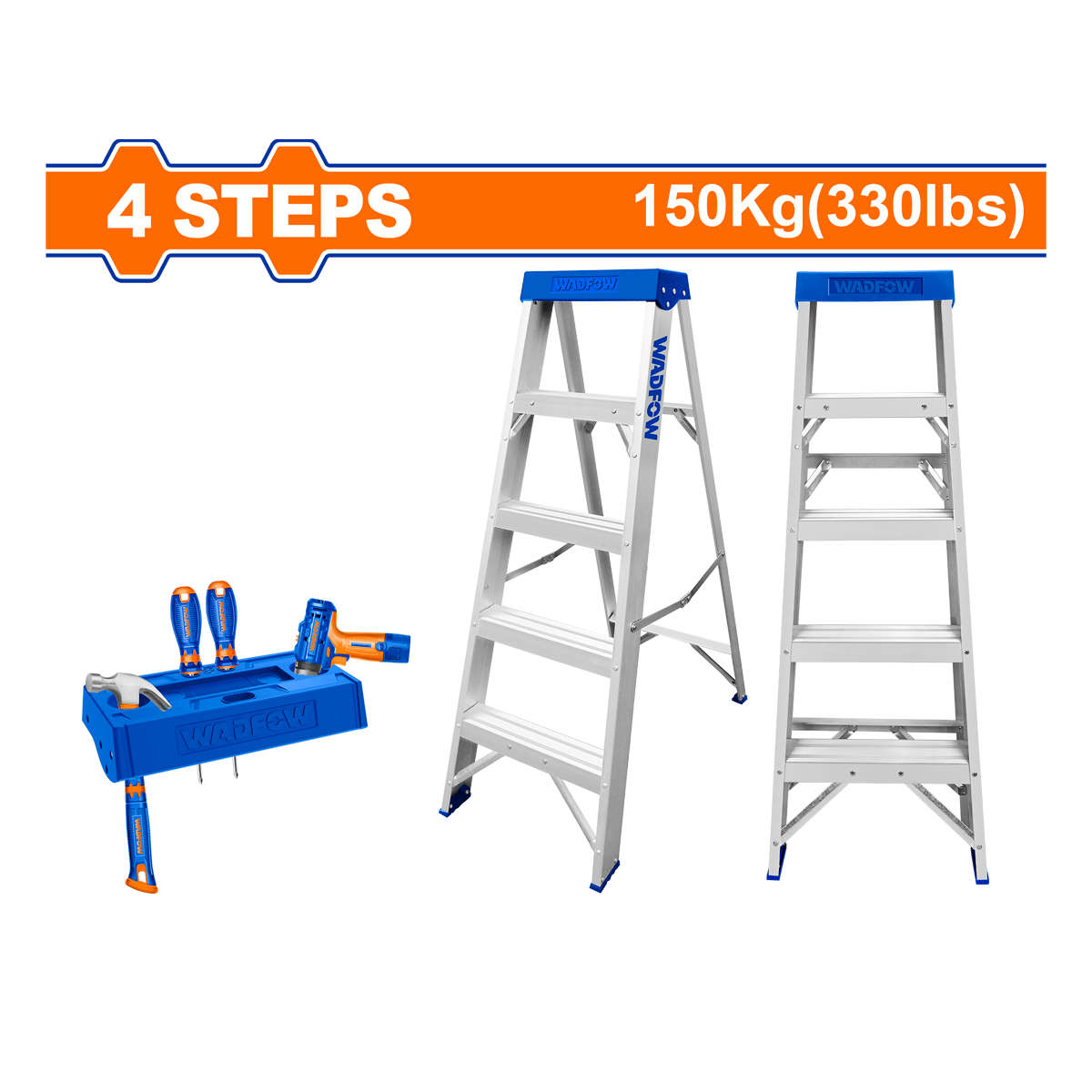 WADFOW Aluminum single-side ladder with 4 steps and 150kg load capacity WLD2H04