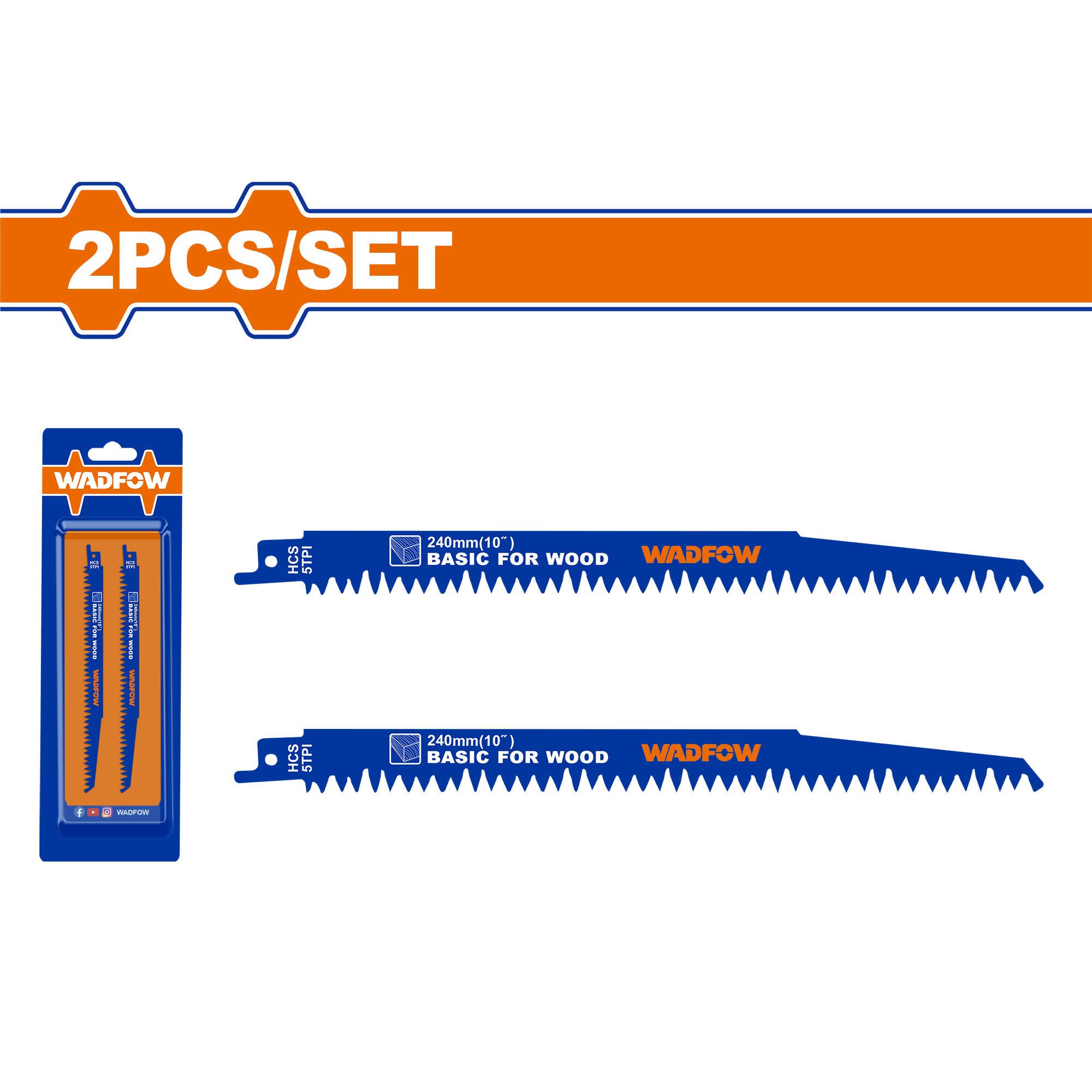 WADFOW Reciprocating Saw Blades 240mm 2Pcs WJT1531L