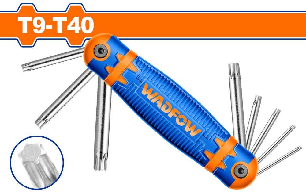 WADFOW Set of 8 Torx Keys T9-T40 Cr-V Heat Treated and Chrome Plated WHK3281