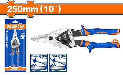 WADFOW 10-inch (250mm) straight aviation snip for cutting carbon and stainless steel up to 1.2mm thick WAS2910