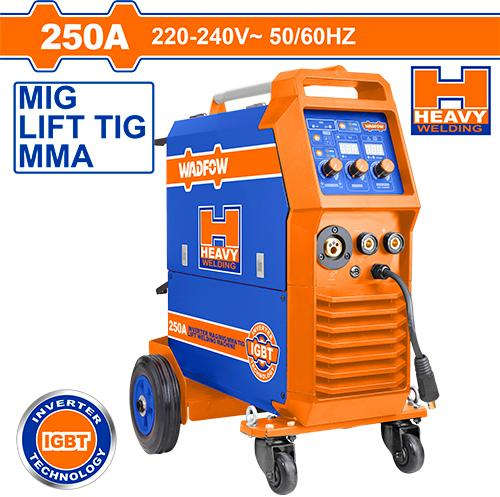 WADFOW Inverter MAG/MIG/MMA/TIG Lift welding machine with 250A output and LED display WGTMWA25