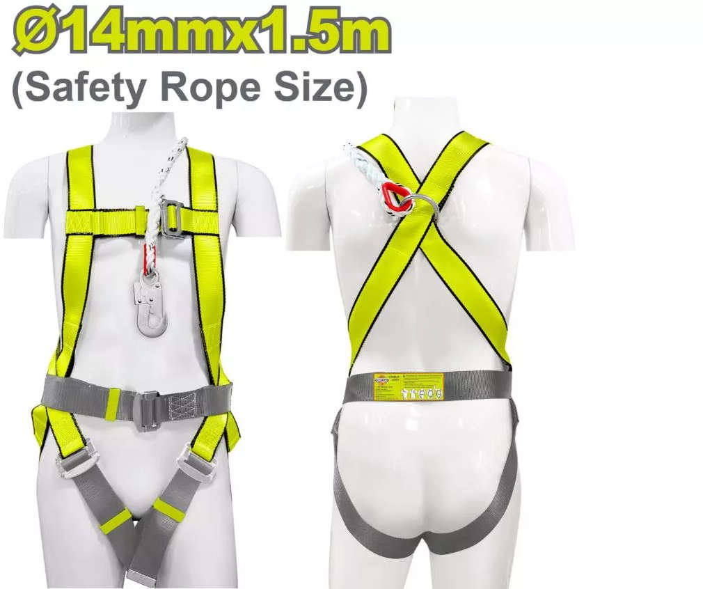 DYLLU Safety harness with 14mm x 1.5m polyester safety rope and multiple adjustment points DTSQ1513