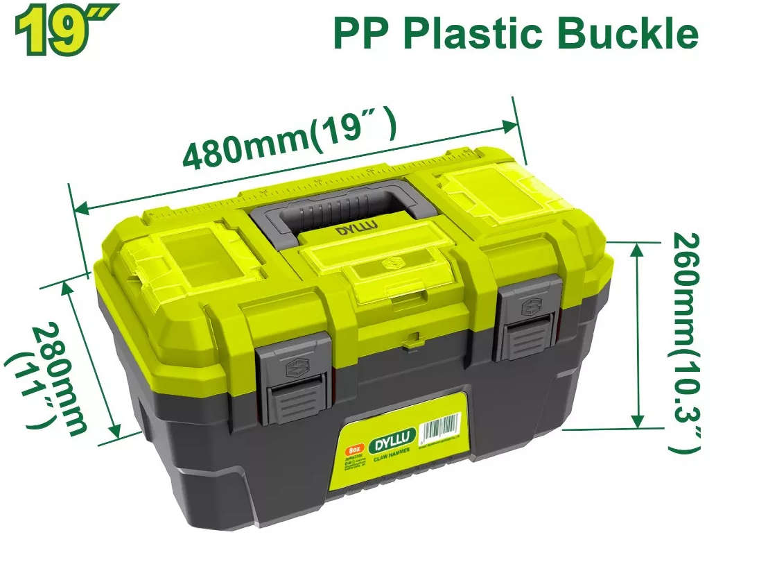 DYLLU 19-inch plastic toolbox with polypropylene construction and 18kg load capacity DTTB1319