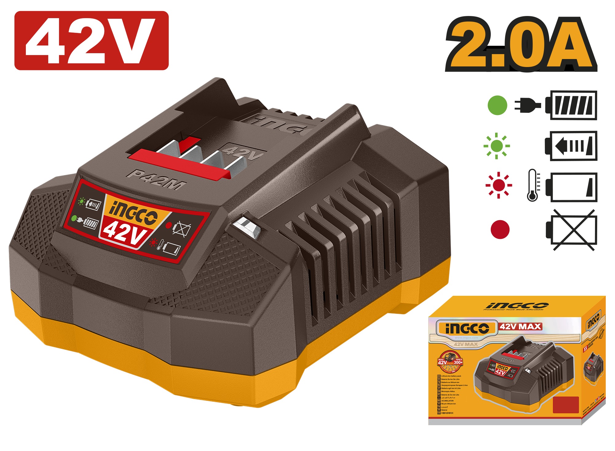 INGCO Battery Chargers 42V 2.0Ah FCLI42021