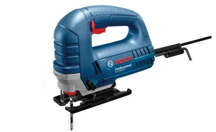 BOSCH Professional jigsaw with 710W motor, 80mm wood cutting depth, toolless blade change system, and variable speed control GST8000E