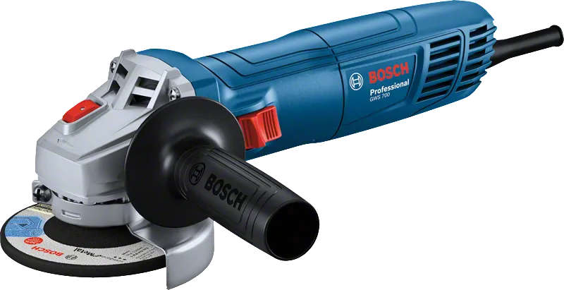 BOSCH Compact angle grinder with 700W power and 12,000 RPM no-load speed, 100-115 mm disc diameter GWS700