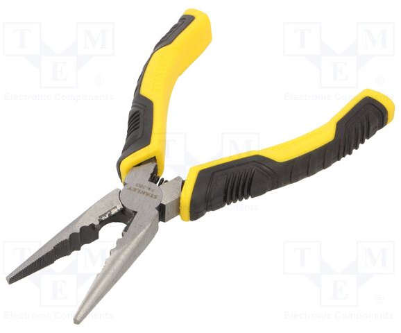 Stanley 150mm (6-inch) long nose pliers with Dynagrip handle and heat-treated high chrome steel jaws STHT0-74363