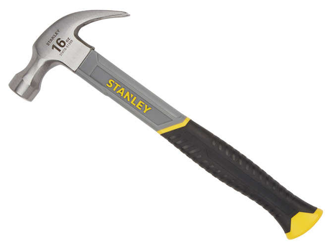 Stanley 16 oz (450g) curved claw hammer with fibreglass shaft and ergonomic grip STHT0-51309