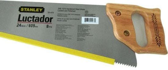 Stanley 24-inch high carbon steel blade hand saw with 8 TPI and wooden handle E-15473