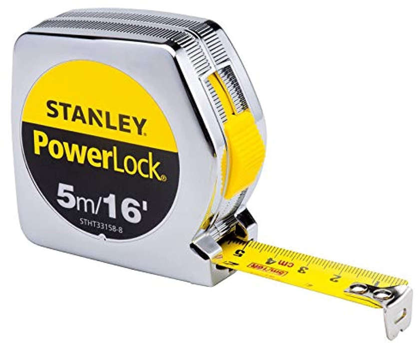 Stanley PowerLock 5m (16ft) x 19mm Mylar® Blade Measuring Tape with Chrome ABS Case and Secure Blade Lock STHT33158-8
