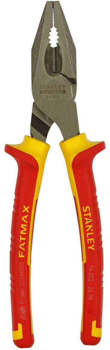 Stanley 200mm VDE insulated combination pliers with heat-treated blades and ergonomic grip 84-002