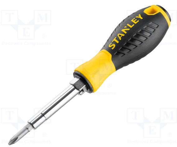 Stanley 6-way multi-bit screwdriver with interchangeable bits and ergonomic handle, 7-3/4 inch overall length 0-68-012