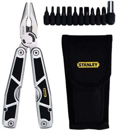 Stanley Multi-tool plier with ergonomic handle, stainless steel construction, 28-29 tools in 1, including pliers, saw, knife, files, and screwdrivers 94-806