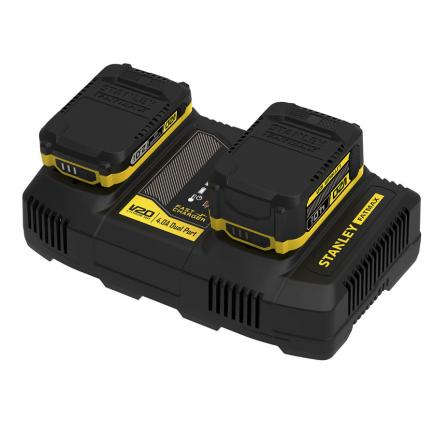 ستانلي شاحن بطارية ثنائي المنافذ 18 فولت V20 4 أمبير مع منفذ USB SFMCB24-QW