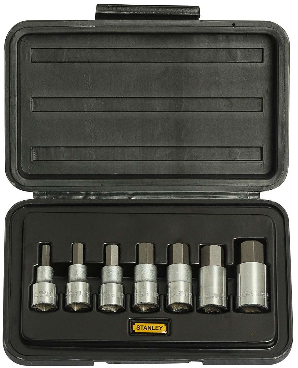 Stanley 7-piece metric hex bit socket set with 1/2-inch square drive, sizes 6mm to 19mm 1-89-099