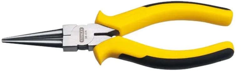 Stanley 6-inch round nose pliers with forged carbon steel jaws and induction hardened cutting edges STHT84074-8