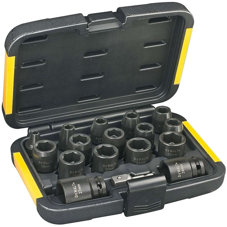 Dewalt 17-piece extreme impact socket set with 1/2-inch drive and 6-27 mm sockets DT7506-QZ