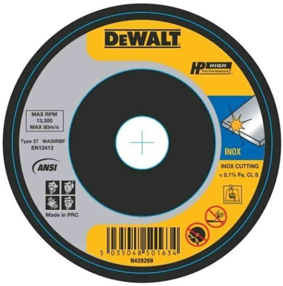 Dewalt 115 x 3 x 22.23mm T27 stainless steel cutting wheel for fast, burr-free metal cutting DWA8434SIA-AE