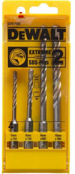 Dewalt 4-piece SDS-Plus Extreme 2 masonry hammer drill bit set 5mm, 6mm, 8mm, 10mm DT9700-QZ