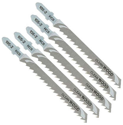 Dewalt HCS jigsaw blades pack of 5 for splinter-free wood and laminate cutting, 100mm length, T-shank DT2053-QZ