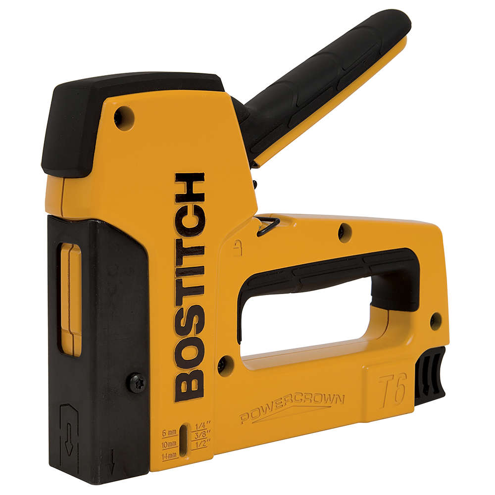 Dewalt manual hand tacker staple gun with bottom-loading magazine and ergonomic handle for staples 6-14mm length PC8000/T6