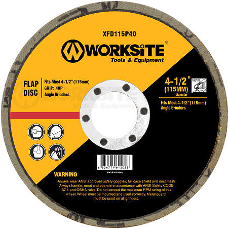 Worksite 115x22mm P40 Grit Flap Disc Abrasive for Electric Grinders XFD115P40
