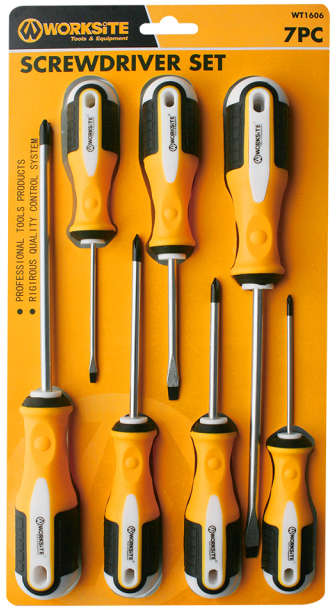 Worksite 7pcs Screwdriver Set with Flat Headed and Phillips Magnetic Tipped Screwdrivers WT1606