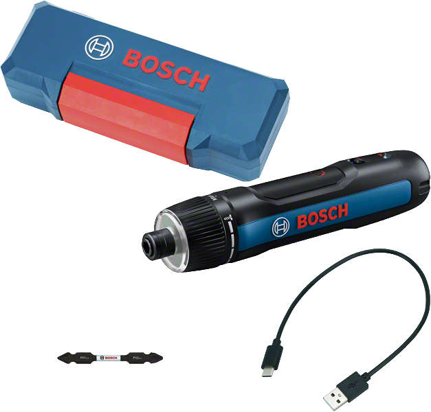 BOSCH Cordless screwdriver with 7-stage torque clutch and USB-C charging GO