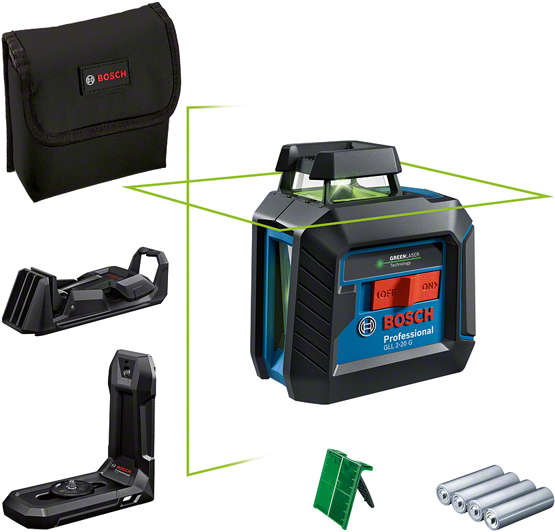 BOSCH Line laser with 360° horizontal and vertical green laser lines for indoor leveling and alignment tasks GLL2-20G