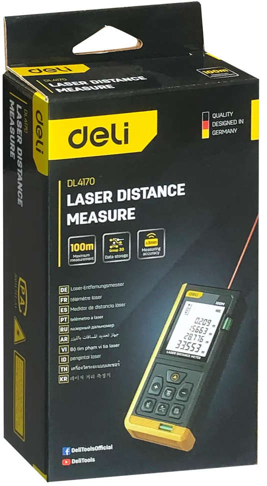 Deli Laser distance meter with 80 m measuring range and 1.7-inch backlit display DL4170