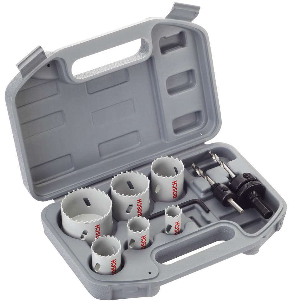 BOSCH 9-piece plumber set with HSS bi-metal holesaws in various diameters 2.608.580.804