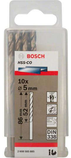 BOSCH HSS-Co metal drill bit set 5.0mm x 52mm x 86mm (10 pieces) 2.608.585.885