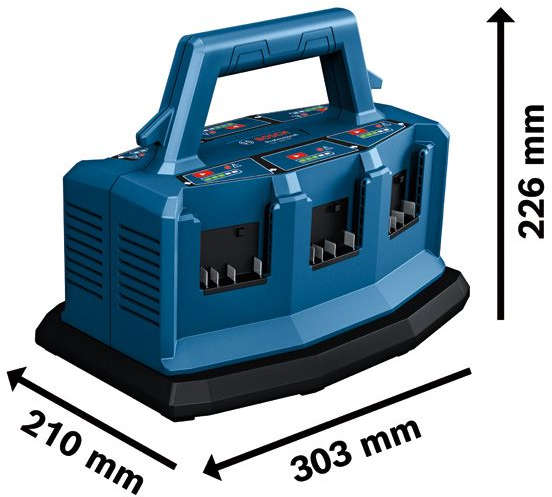 BOSCH Multi-bay fast charger for 18V Li-ion batteries with 6 charging ports and 8A charge current 1.600.A01.U9M