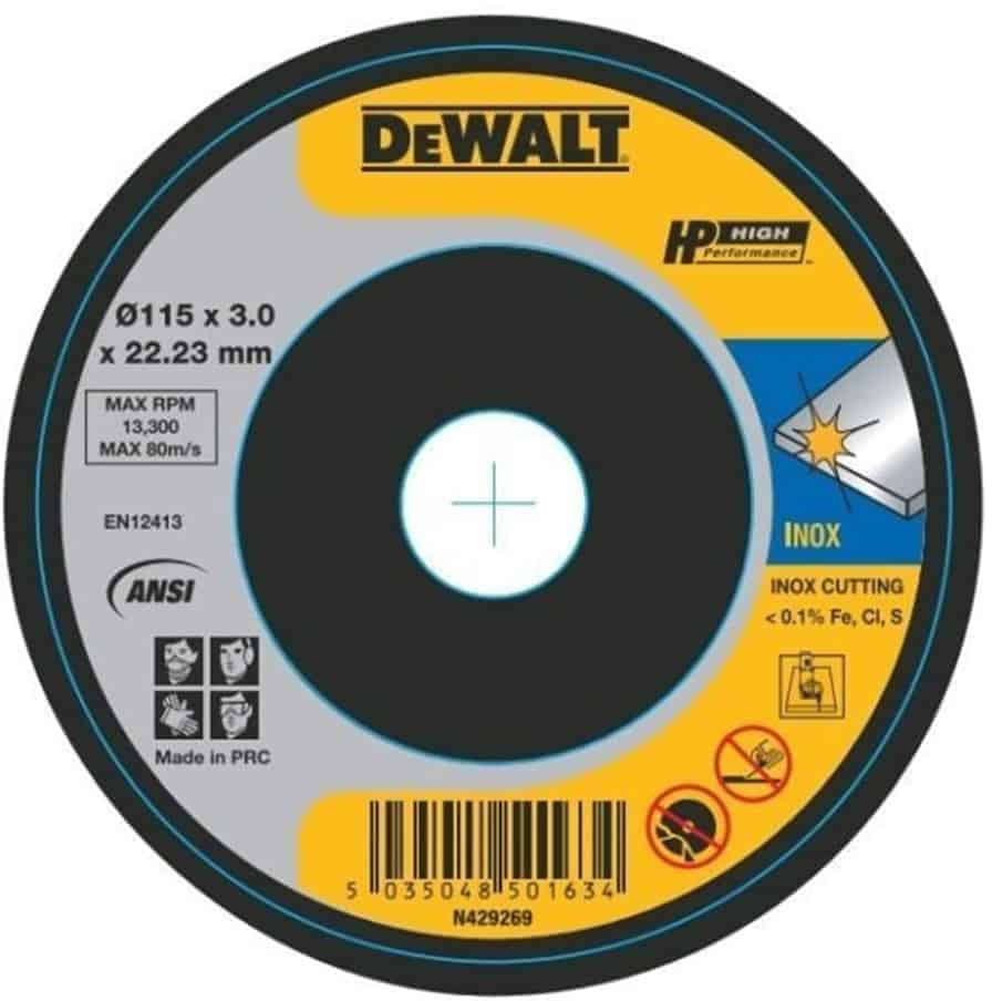 Dewalt Stainless steel cutting wheel 115mm x 1mm x 22.23mm type 41 bonded abrasive disc DWA8062SIA-AE