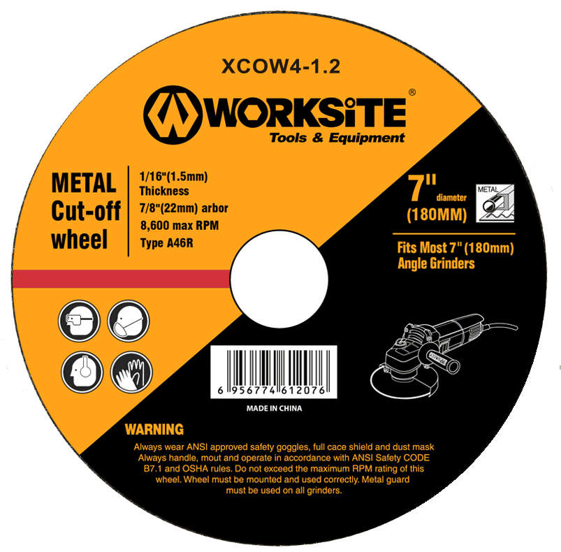 Worksite Metal cutting disc, cut off wheel, 4 1/2 inches (115mm) diameter, 1.2mm thickness XCOW412-1.2