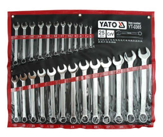 YATO Combination spanner wrench set 6-32mm 25 pieces with 72 teeth ratcheting mechanism YT-0365