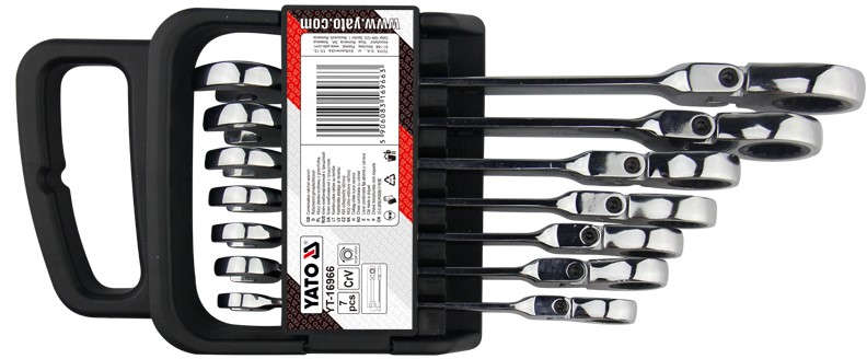 YATO 7-piece flexible double-ended ring spanner set 10-19mm CrV steel YT-16966